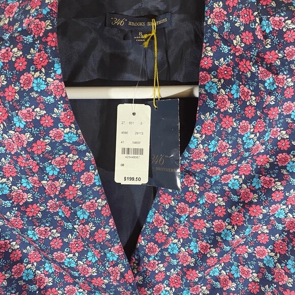Brooks Brothers 346 Foral Multicolored Navy Lined Blazer Women’s Size 8 - Picture 2 of 3